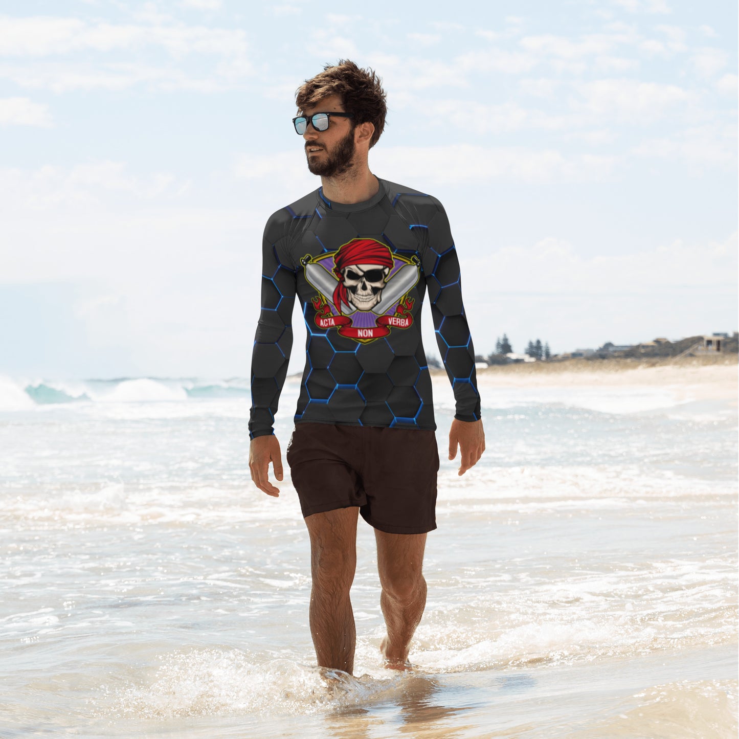 ANV Men's Scuba Diving Hexciting Black Rash Guard