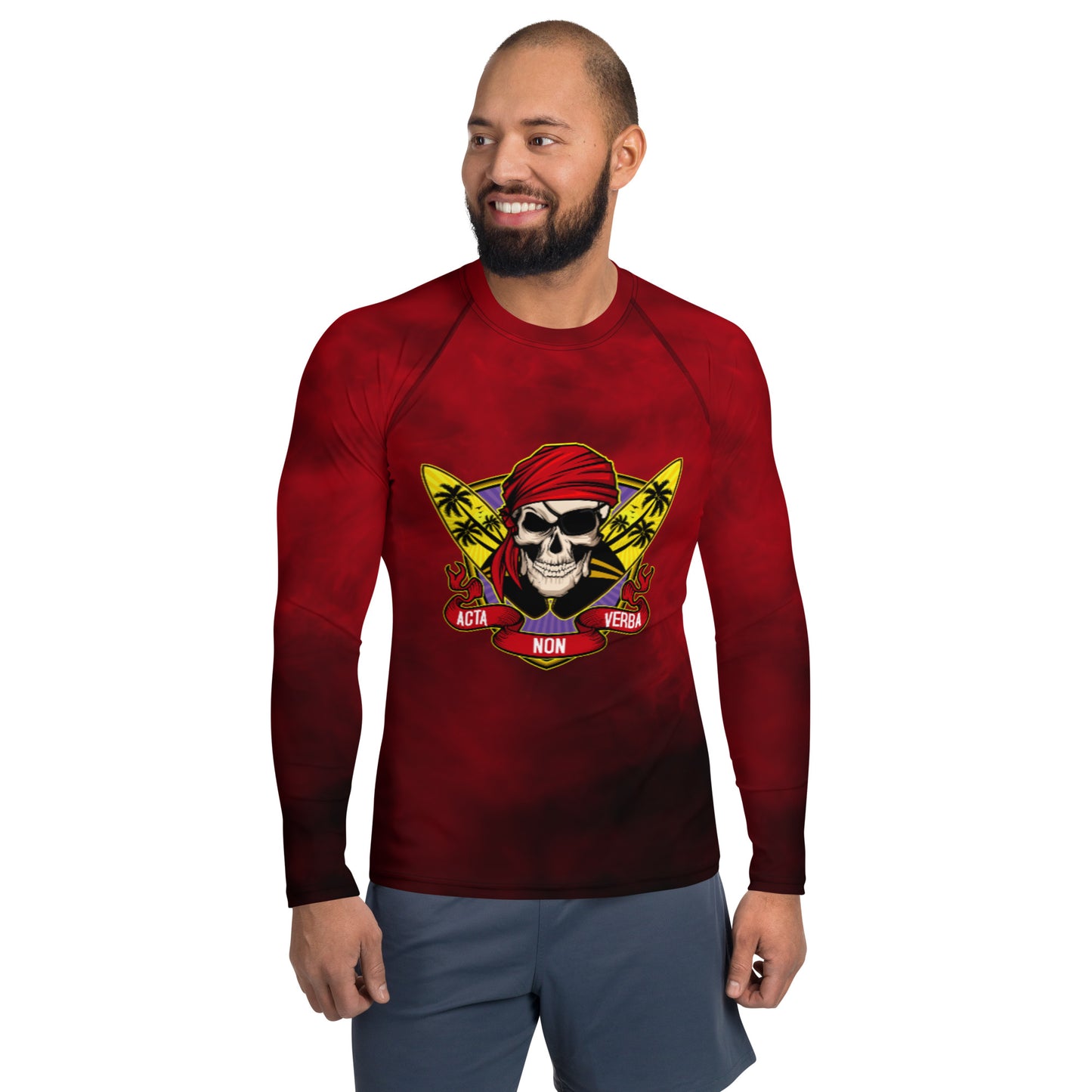 Men's Rum Punch Red Rash Guard - Surfing