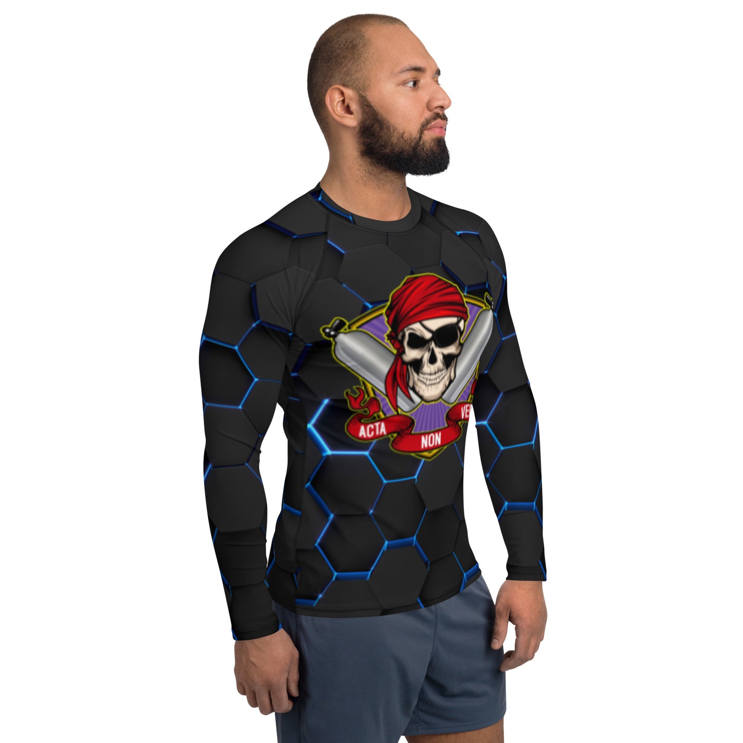 ANV Men's Scuba Diving Hexciting Black Rash Guard