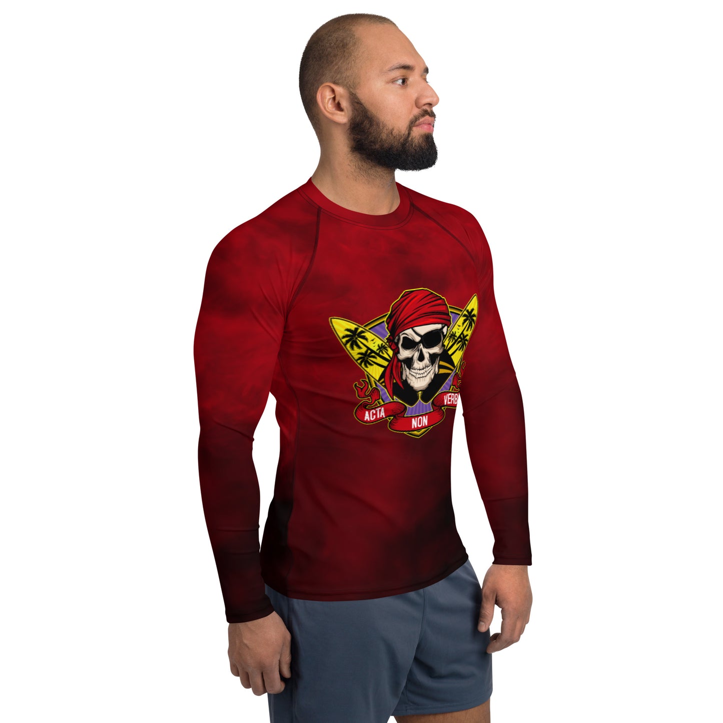 Men's Rum Punch Red Rash Guard - Surfing