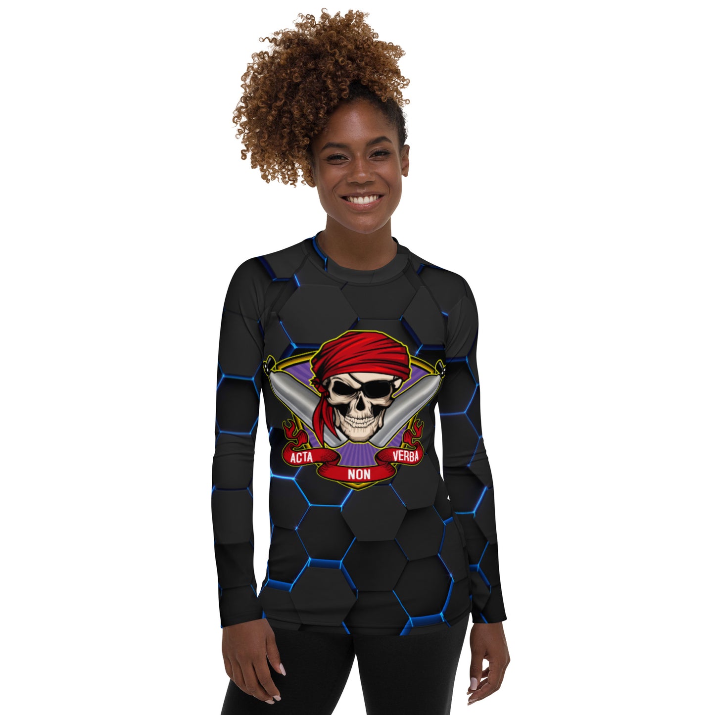 ANV Women's Scuba Diving Hexciting Black Rash Guard