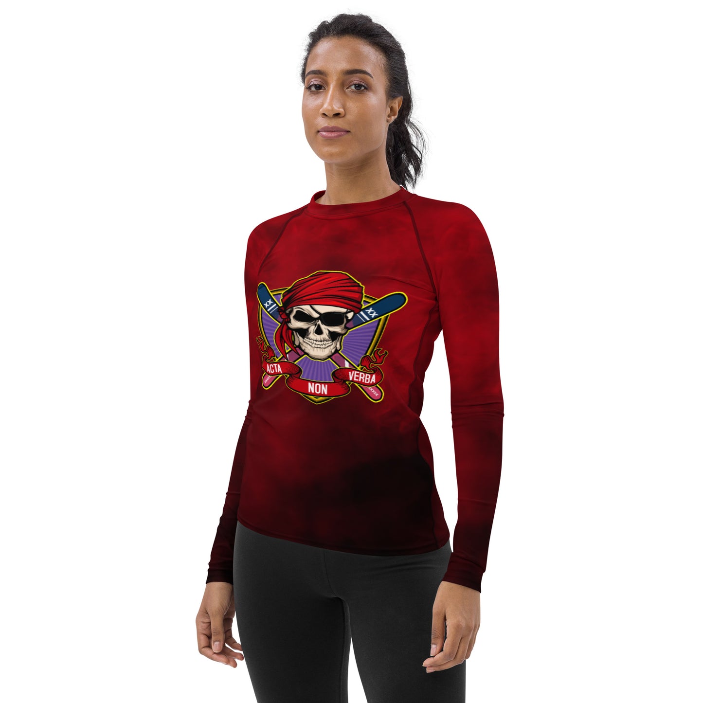 Women's Rum Punch Red Rash Guard - Skiing