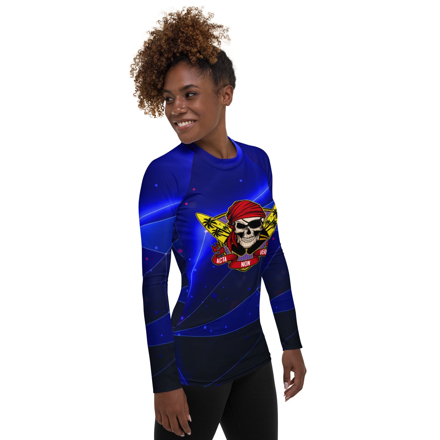 Women's Blue Extreme Rash Guard - Surfing