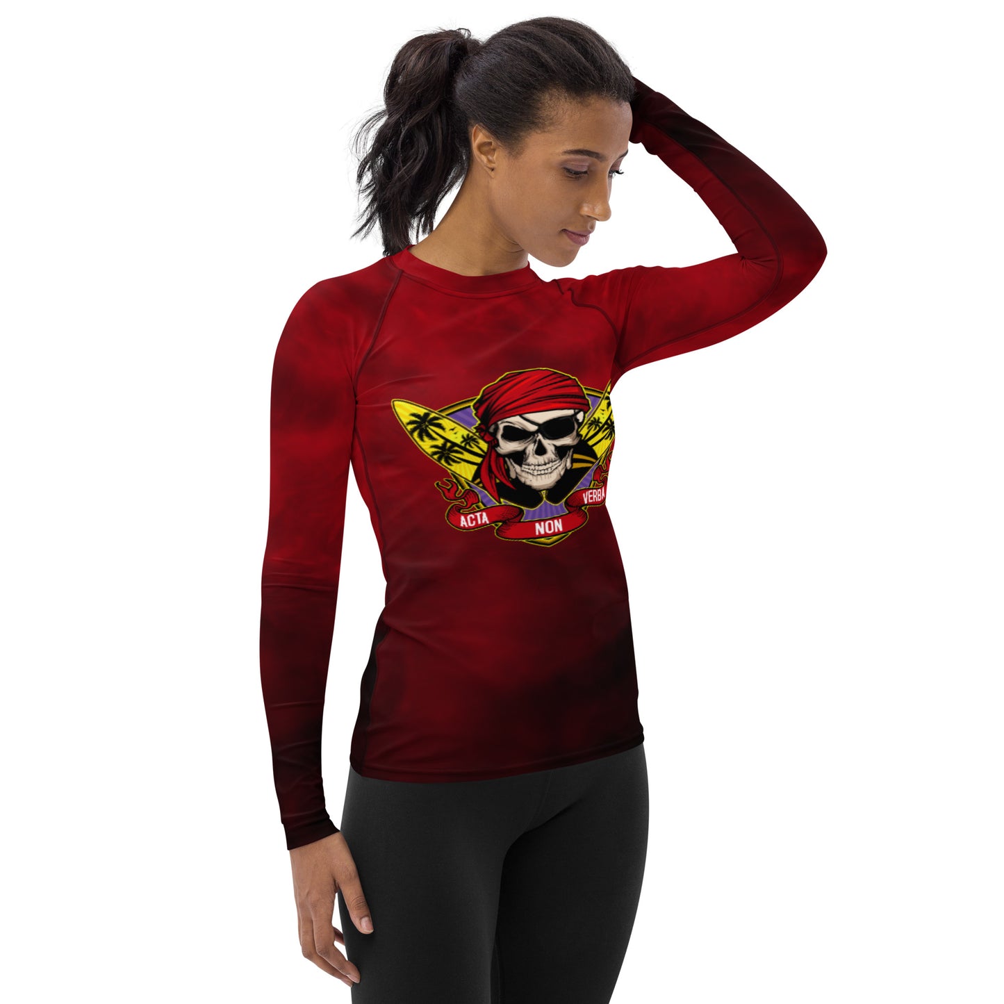 Women's Rum Punch Red Rash Guard - Surfing