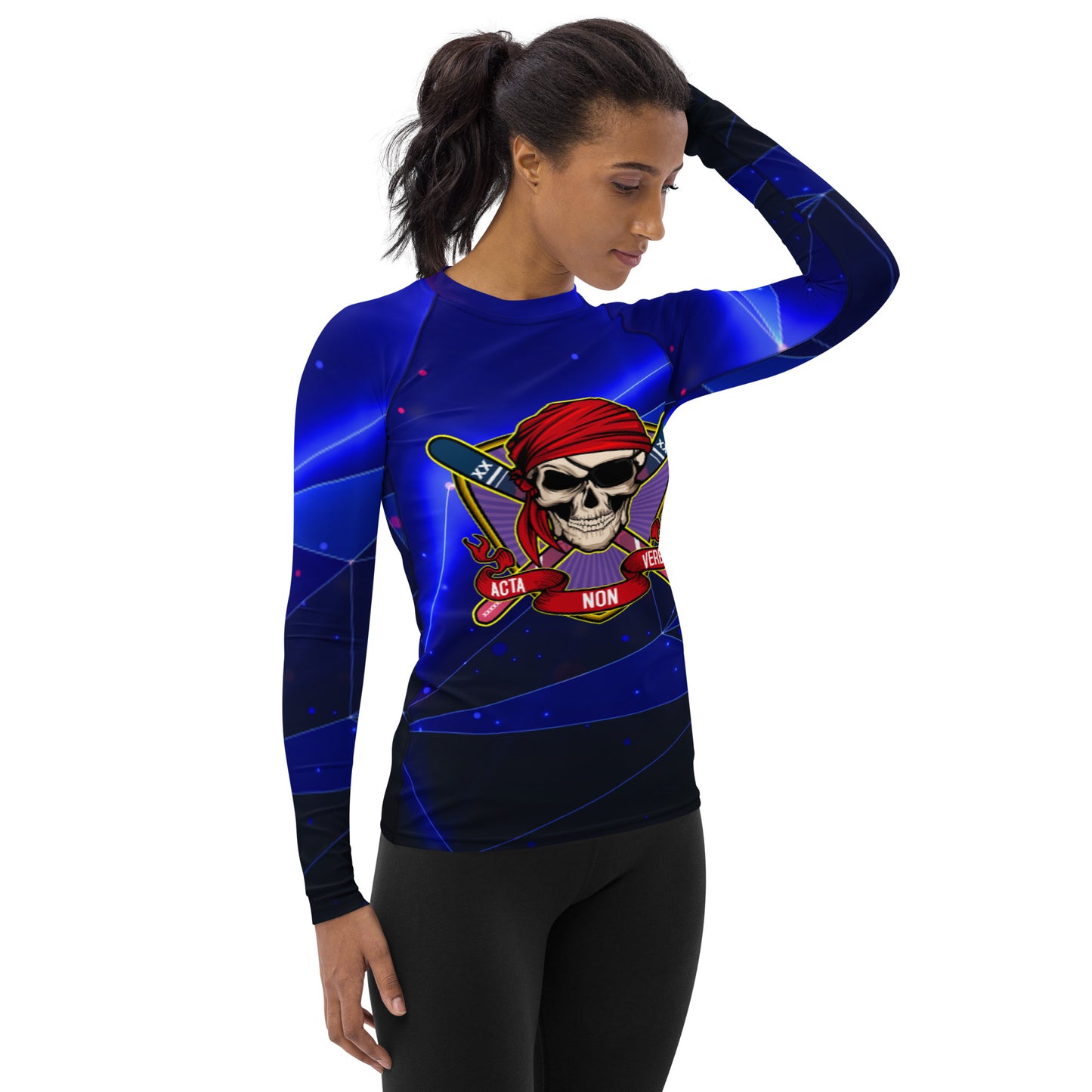 Women's Extreme Blue Rash Guard - Skiing