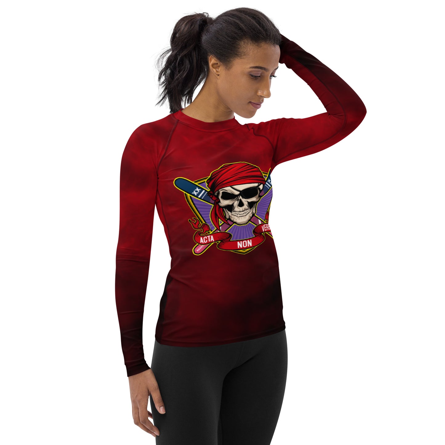 Women's Rum Punch Red Rash Guard - Skiing