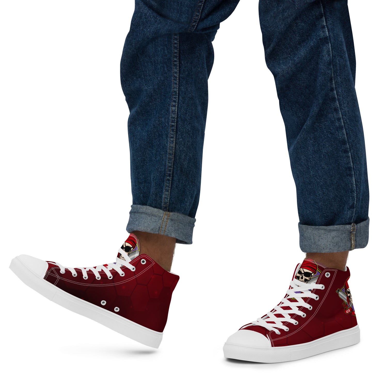 Men’s Custom Scuba High Top Canvas Shoes - Rum Punch Red